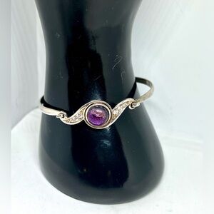 925 Sterling Silver Dichroic & Crystal Bracelet